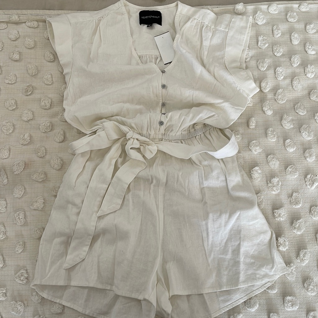 Small Linen White Romper